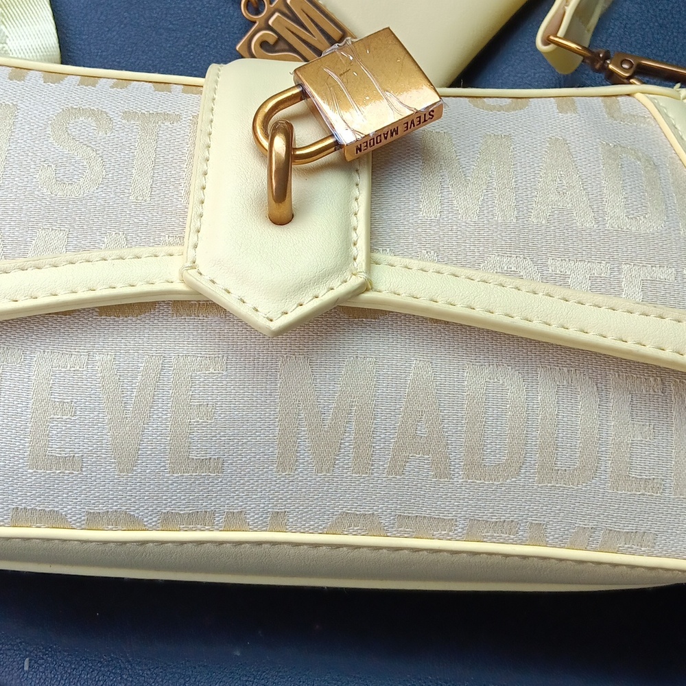 Steve Madden White and Cream Shoulder Bag